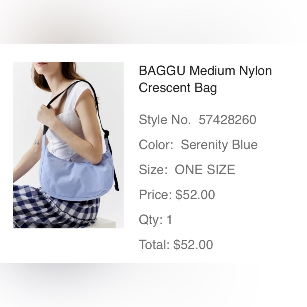 Medium crescent serenity blue baggu